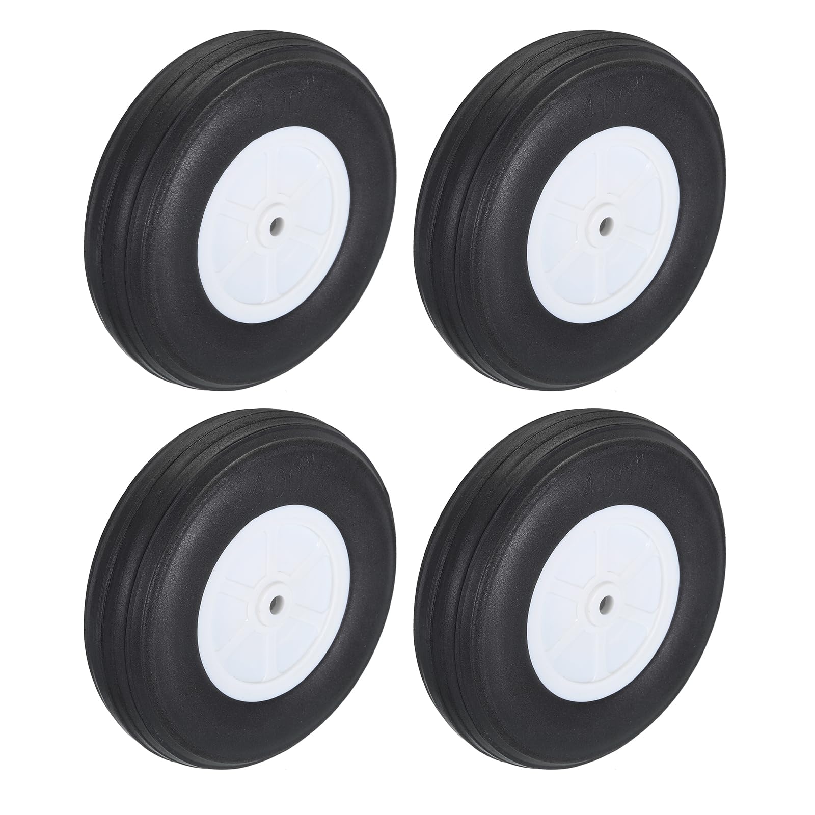 QUARKZMAN Roues d'Avion RC de 3,94" de Diamètre Extérieur, Roues en Éponge PU pour Avion RC, Remplacement de Roues en Mousse pour Avion RC Modèle DIY, Lot de 4