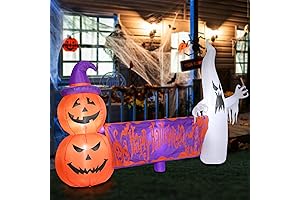 8 FT Long Inflatable Halloween Decorations Outdoor, Inflatables Pumpkins and Ghost Holding...