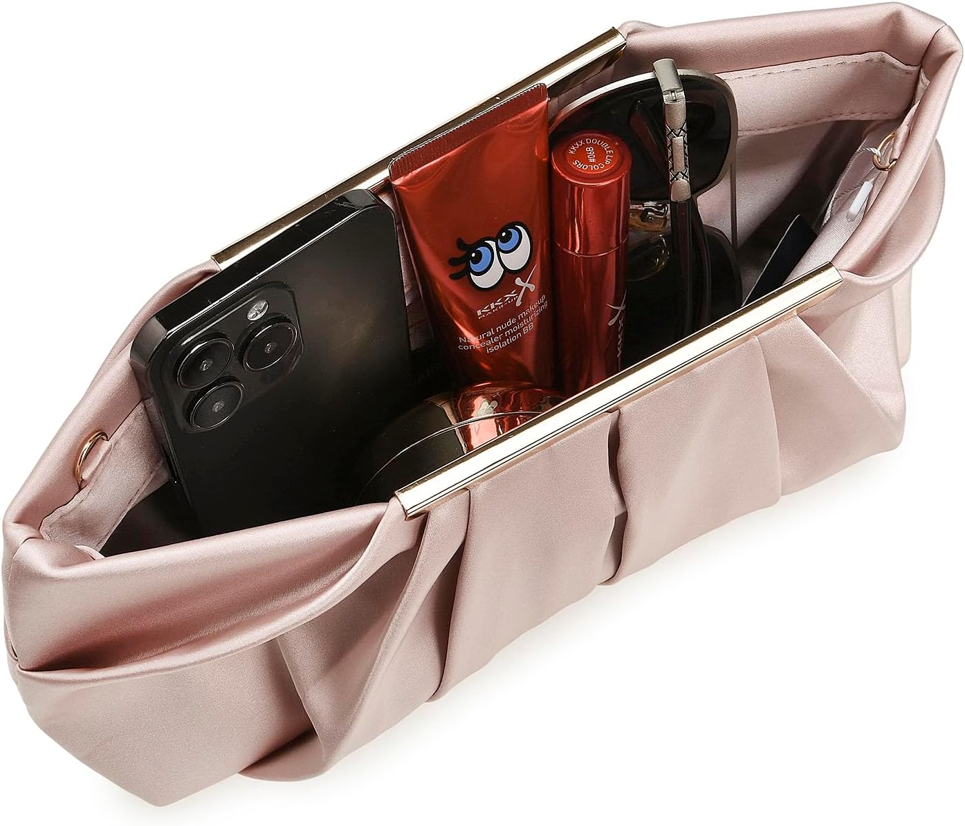 CHARMING TAILOR Clutch Evening Bag Elegant Pleated Satin Formal Handbag Simple Classy Purse for Women - Image 7