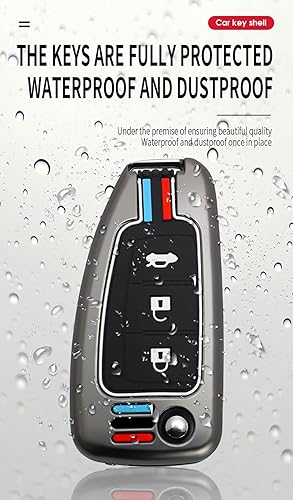 Miniatura 9 de ontto Soporte para llavero de 3 botones para llave plegable Nissan Flip, cubierta de llave de metal con llavero, plateado