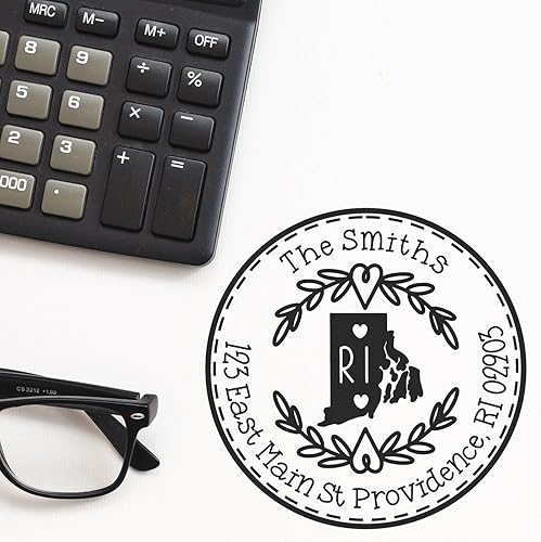 Miniatura 153 de Round State Love - Sello de dirección de devolución para Texas, uso con almohadilla de sello, mango de madera, sello de dirección de Texas