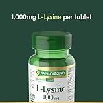 NATURE'S BOUNTY L-Lysine, 1000 mg, Helps reduce Recurrence of Herpes Simplex Virus, 60 Tablets, 91 g