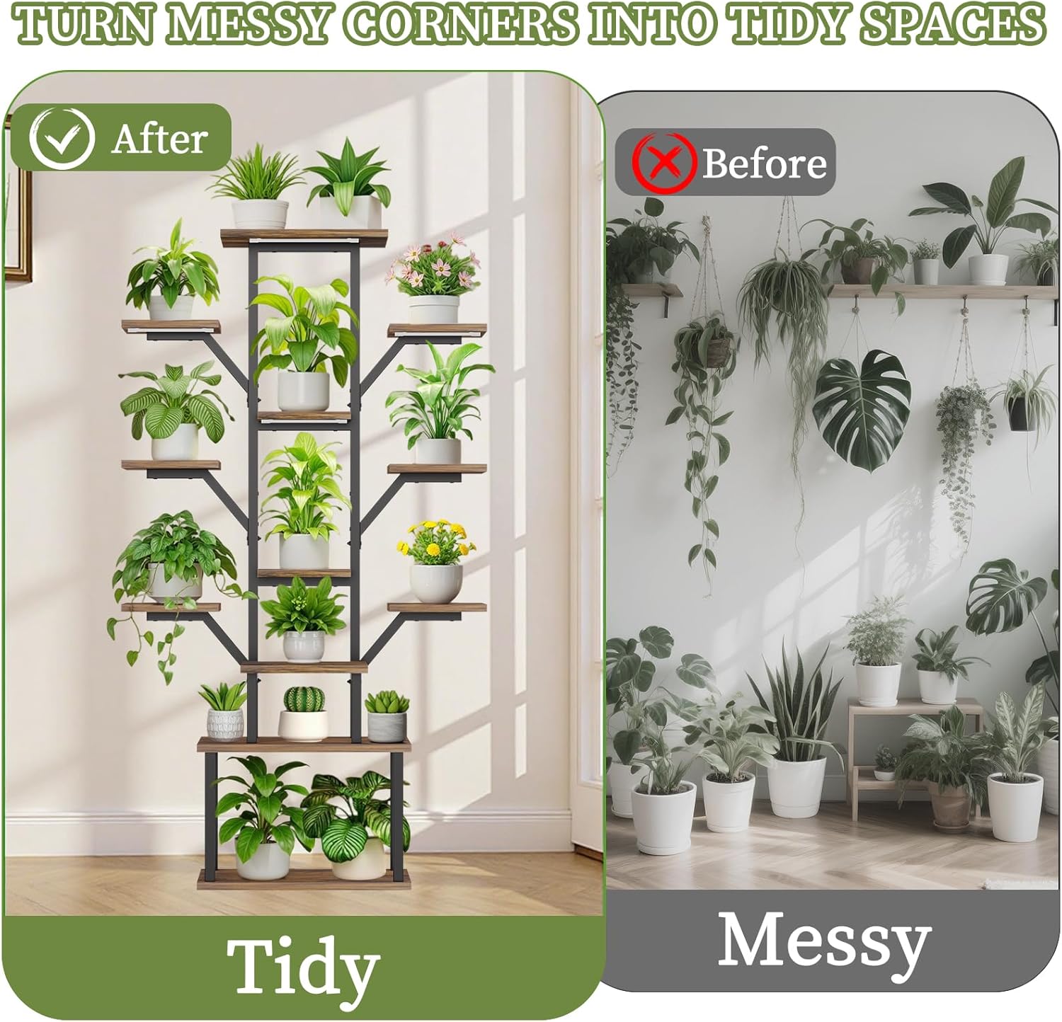 Plant Stand Indoor with Grow Lights - 12 Tiered Metal Plant Shelf with Drawer, 65" Large Plant Stand for Indoor Plants, Holds 16 Plant Pots, Flower Holder Plant Rack for Living room, Patio, Bedroom