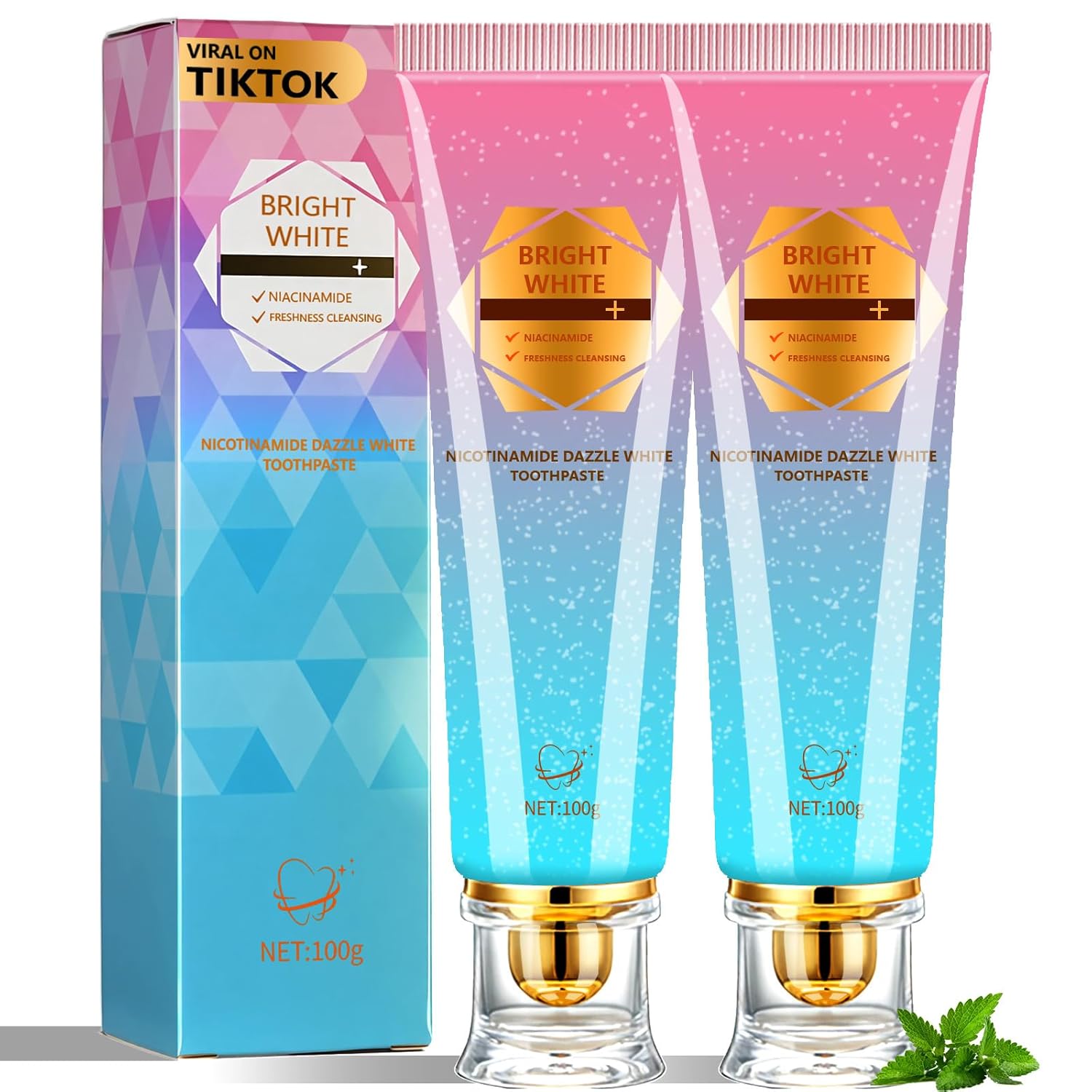 Niacinamide Whitening Toothpaste Effectively Whitens Teeth Protects Tooth Enamel Freshens Breath 24 Hours Fluoride-Free Formula is Suitable for