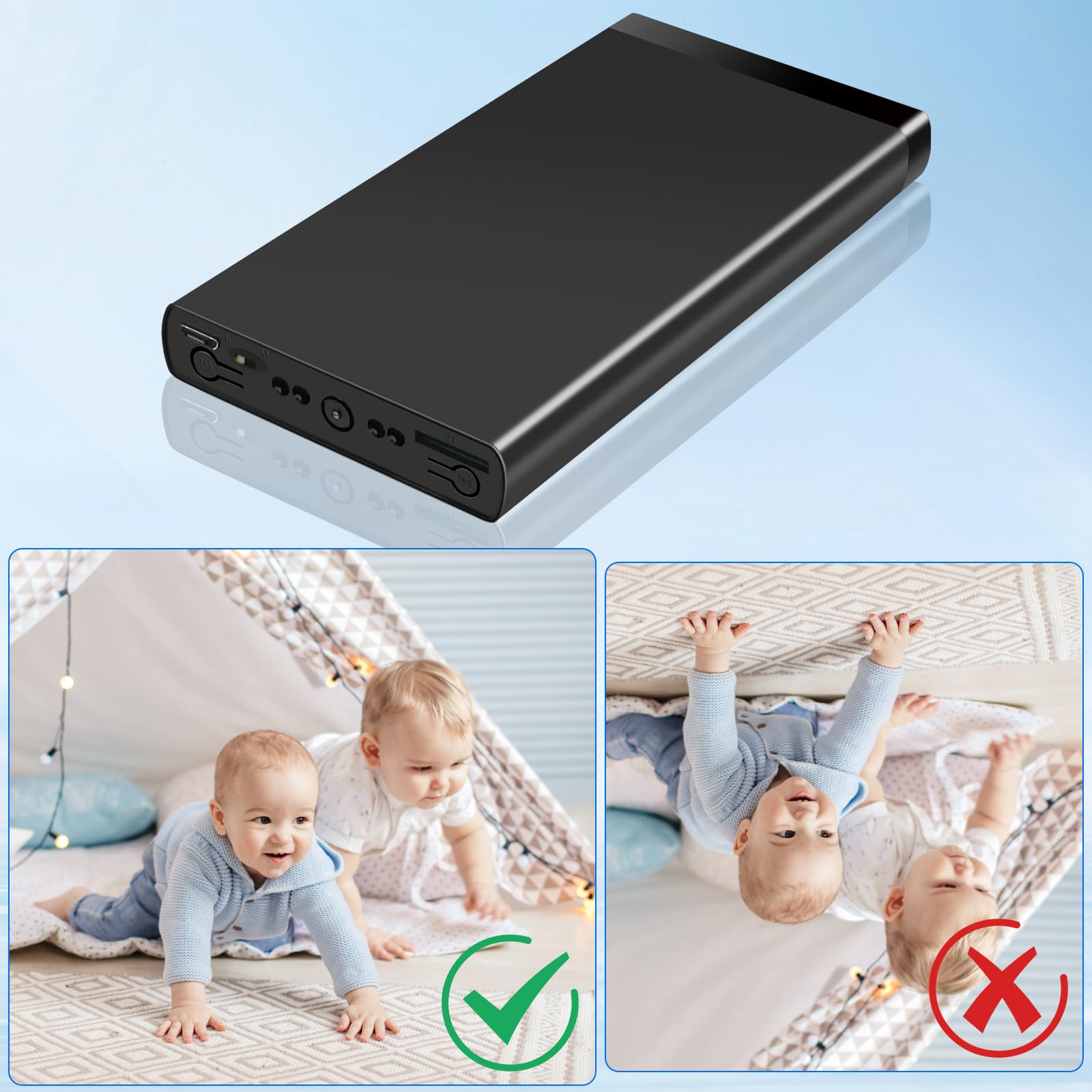 Power Bank Spy CAM 10000mAh, Mini Cámara Oculta Espía HD 1080P, Portátil Cámara Espía sin WiFi, Micro Camara Oculta con Visión Nocturna para Uso Interior y Exterior, Casa, Viajes, etc.