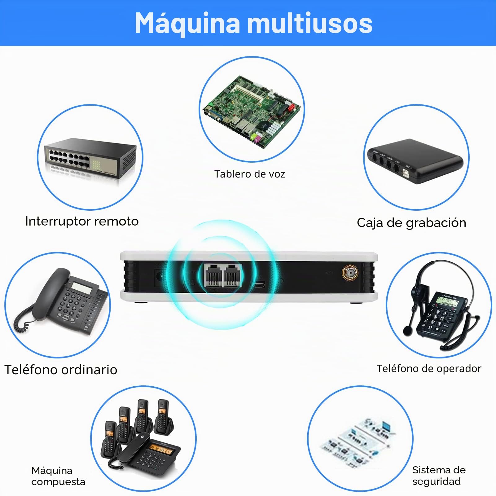 Terminal Inalámbrico Fijo, Inalámbrico a Caja de Teléfono con Cable gsm el Trabajo de 24 Horas Puede Conectar la Antena del Registrador de Alarma de la Caja del Teléfono(Blanco)
