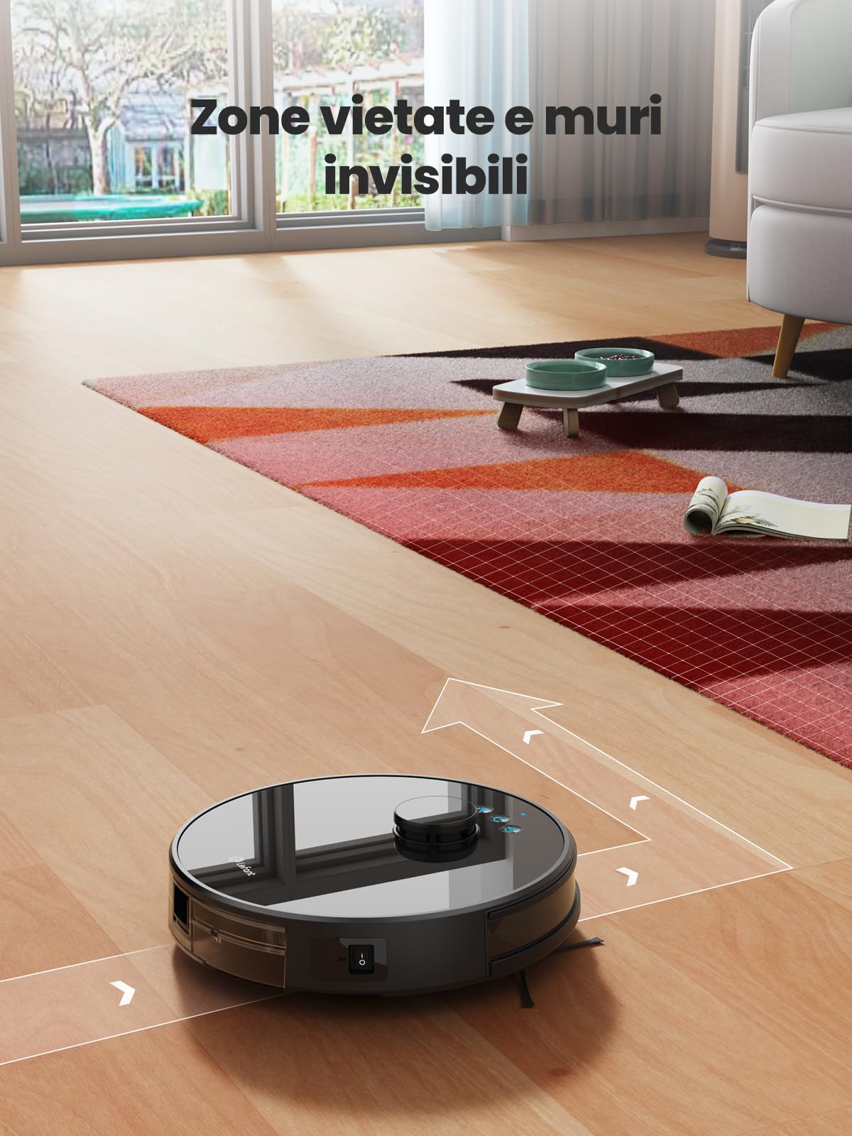 LEFANT M1 Robot Aspirapolvere Lavapavimenti, Navigazione LDS, 5500 Pa, 200 Min, Zona Vietata, Diam 32 cm, Controllo App/Vocale, Nero