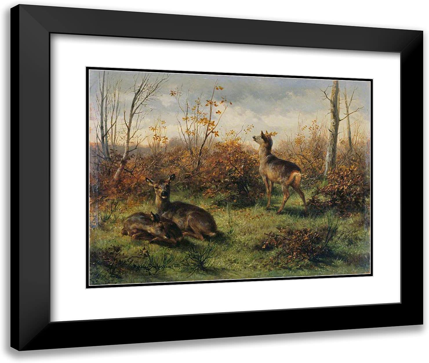 ArtDirect Bonheur Rosa 24x20 Gold Ornate Framed Art Print with Double Matting Titled: Roe Deer