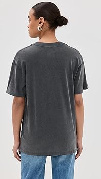 ANINE BING Women's Lili Tee Retro Eagle, Washed Black, XS at