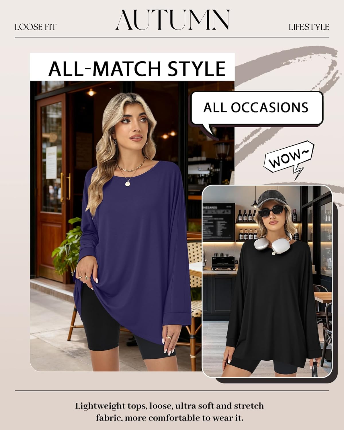 3 Pack Women's Oversized Y2K T-Shirts Crew Neck Long Sleeve Tops Loose Basic Tees Casual Workout Tees 2026 - Image 5