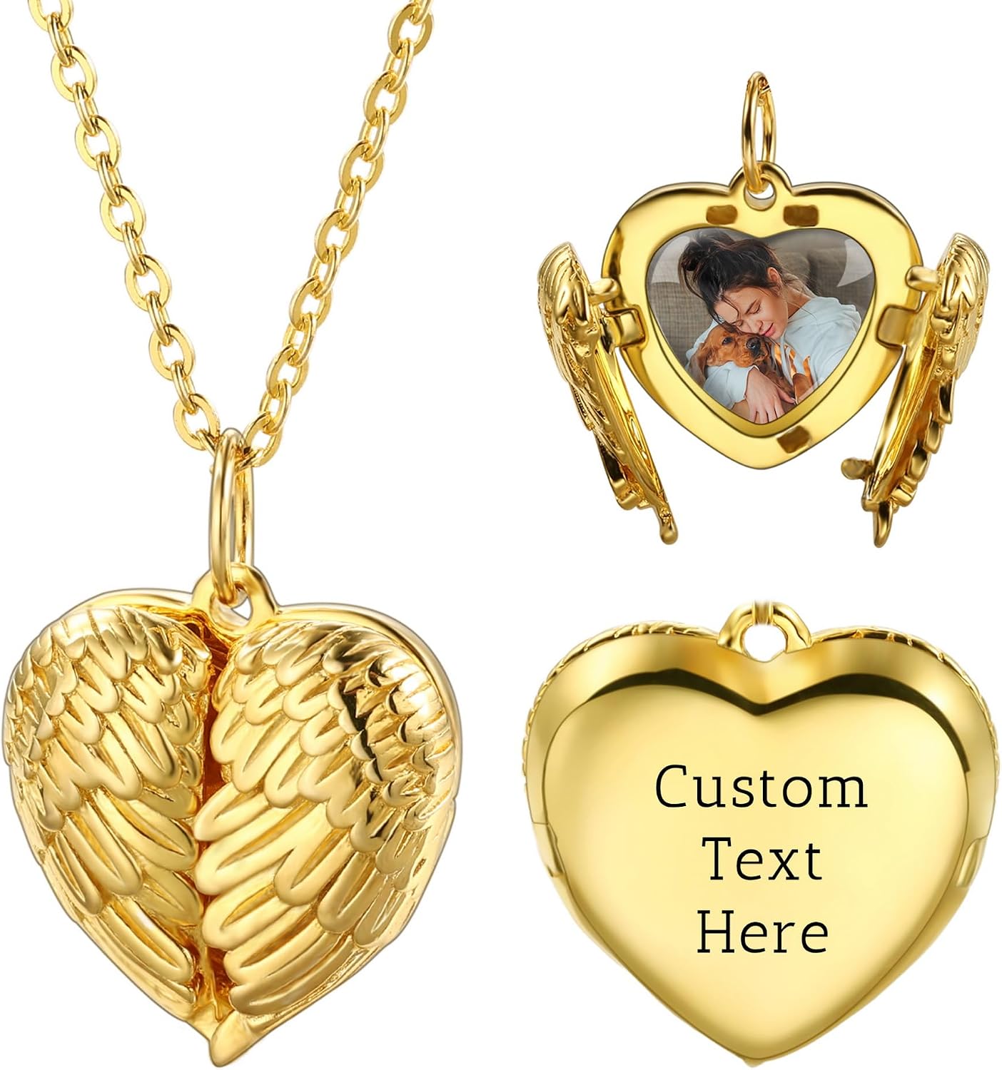 Personalized Heart Locket Necklace with Picture Inside Customized Photo/Text/Initial Heart Locket Pendant Necklace 925 Silver Heart Locket Charm Necklaces for Women Girlfriend Mom Gifts