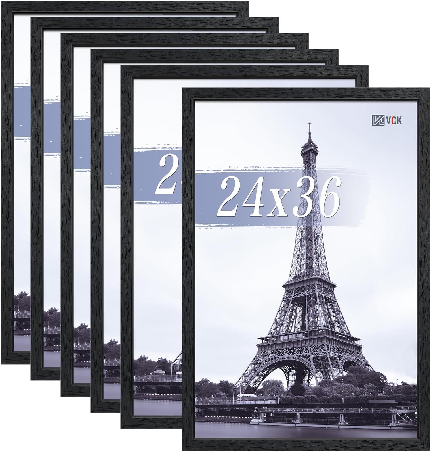 24x36 Poster Frames Black Set of 6, Wide Border Wood Picture Frame, Multi-Directional Display Family Photos, Office Prints, Studio/Gallery Art, Woodgrain Series, Wall Hanging