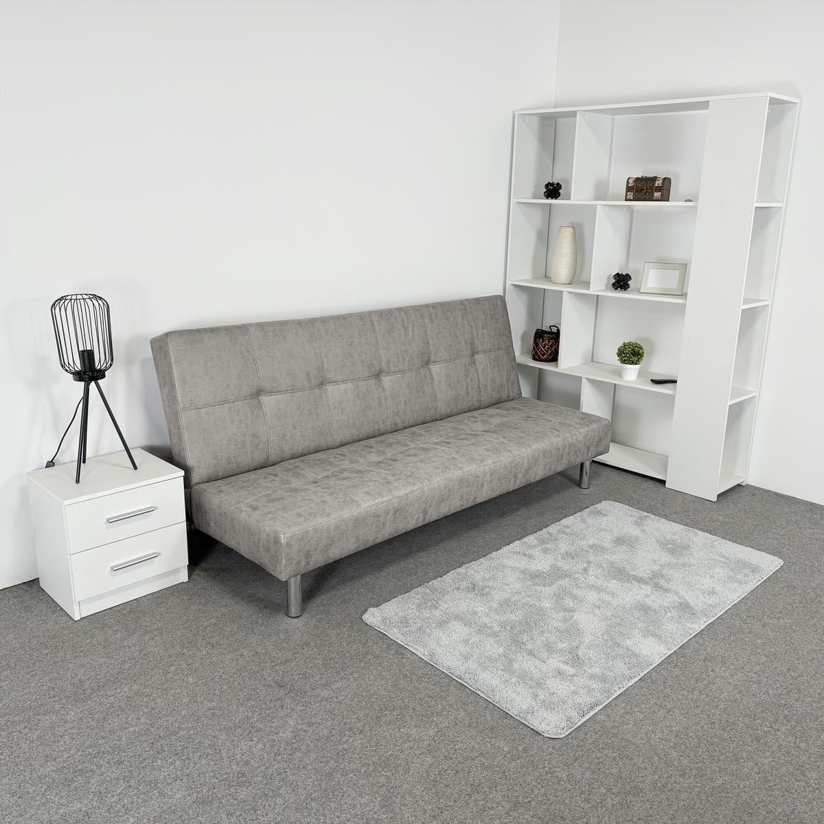 amuéblate Online - Sofá Cama Clic Clac Tipo Libro de 3 Plazas Modelo Voley, Diseño Moderno, Práctico y Funcional, Acabado en Gris