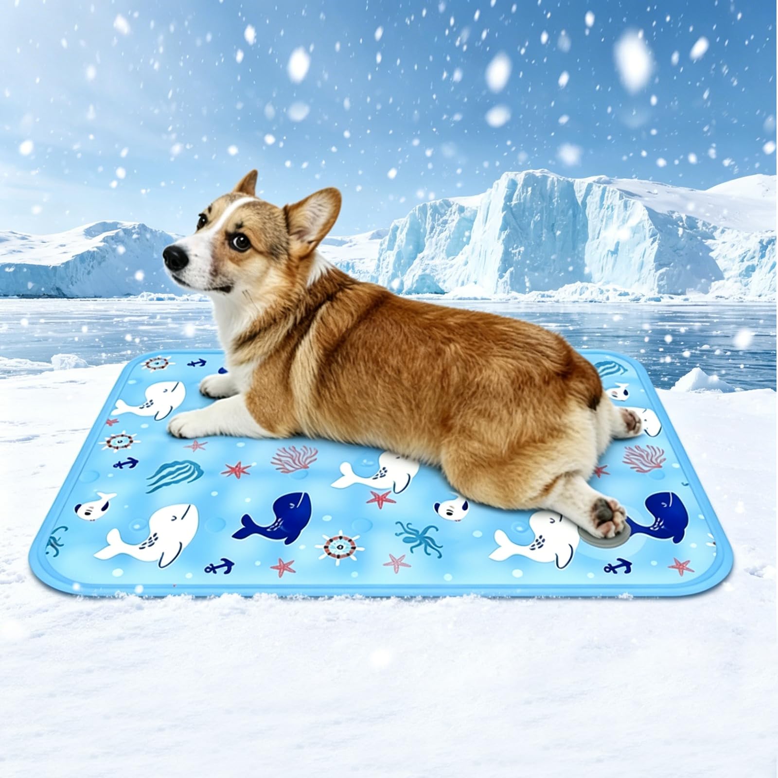 Tappetino refrigerante per cani e gatti, 50 x 60 cm, con gel impermeabile, tappetino refrigerante per animali domestici, tappetino refrigerante riempito d'acqua, tappetino rinfrescante