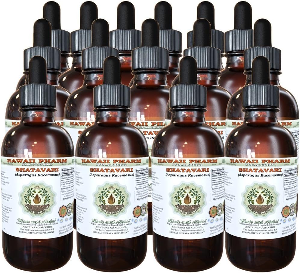 Hawaii Pharm Shatavari Alcohol-Free Liquid Extract, Shatavari (Asparagus Racemosus) Root Glycerite Natural Herbal Supplement, USA 2x2 fl.oz