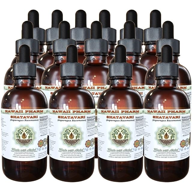 Hawaii Pharm Shatavari Alcohol-Free Liquid Extract Shatavari Asparagus Racemosus Root Glycerite Natural Herbal Supplement USA 15x4 fl oz