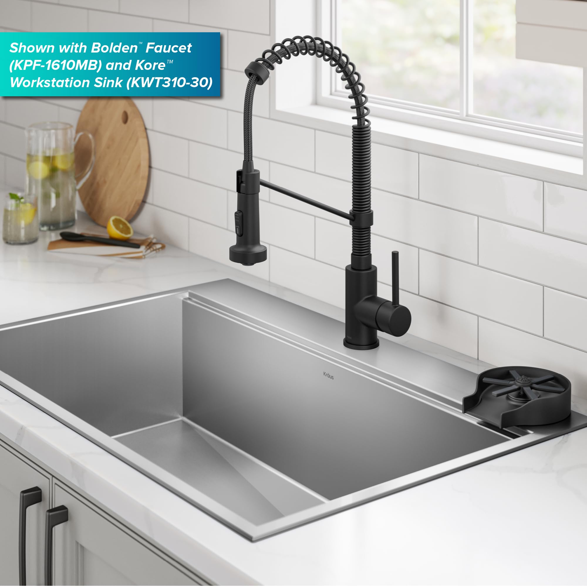 KRAUS CleanMate Glass Rinser for Kitchen Sink in Matte Black Color Finish KGR-500MB product thumbnail 7
