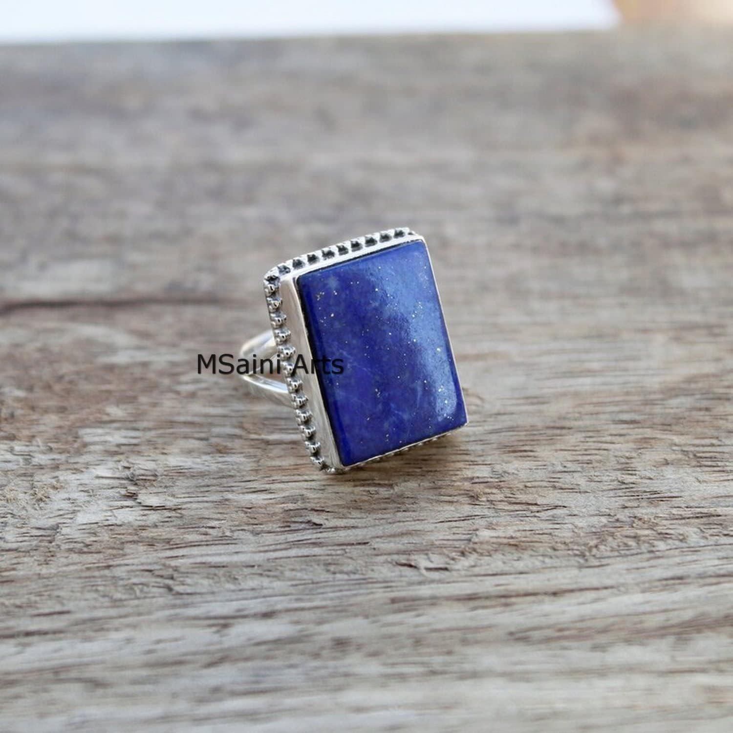 Solid 925 Sterling Silver Ring For Women & Men, Lapis Lazuli Ring Gemstone Unique Handcrafted Ring