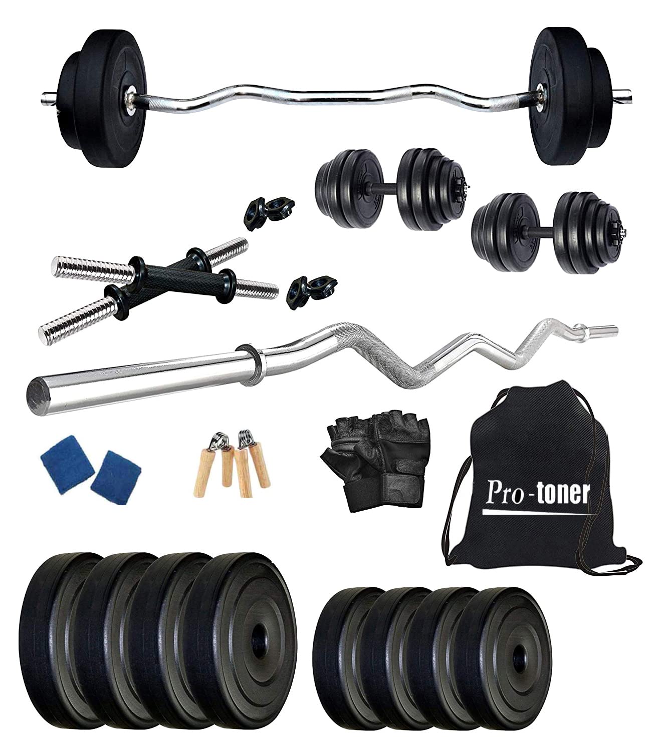 Protoner Home Gym 8 kgs, 2 kg x 4 Plates, 1 x 3 feet bar,2 x Dumbbell rods, Gloves, Gripper, Sweat Bands and Gym Bag (B09WR2Y21C) Amazon Price History, Amazon Price Tracker