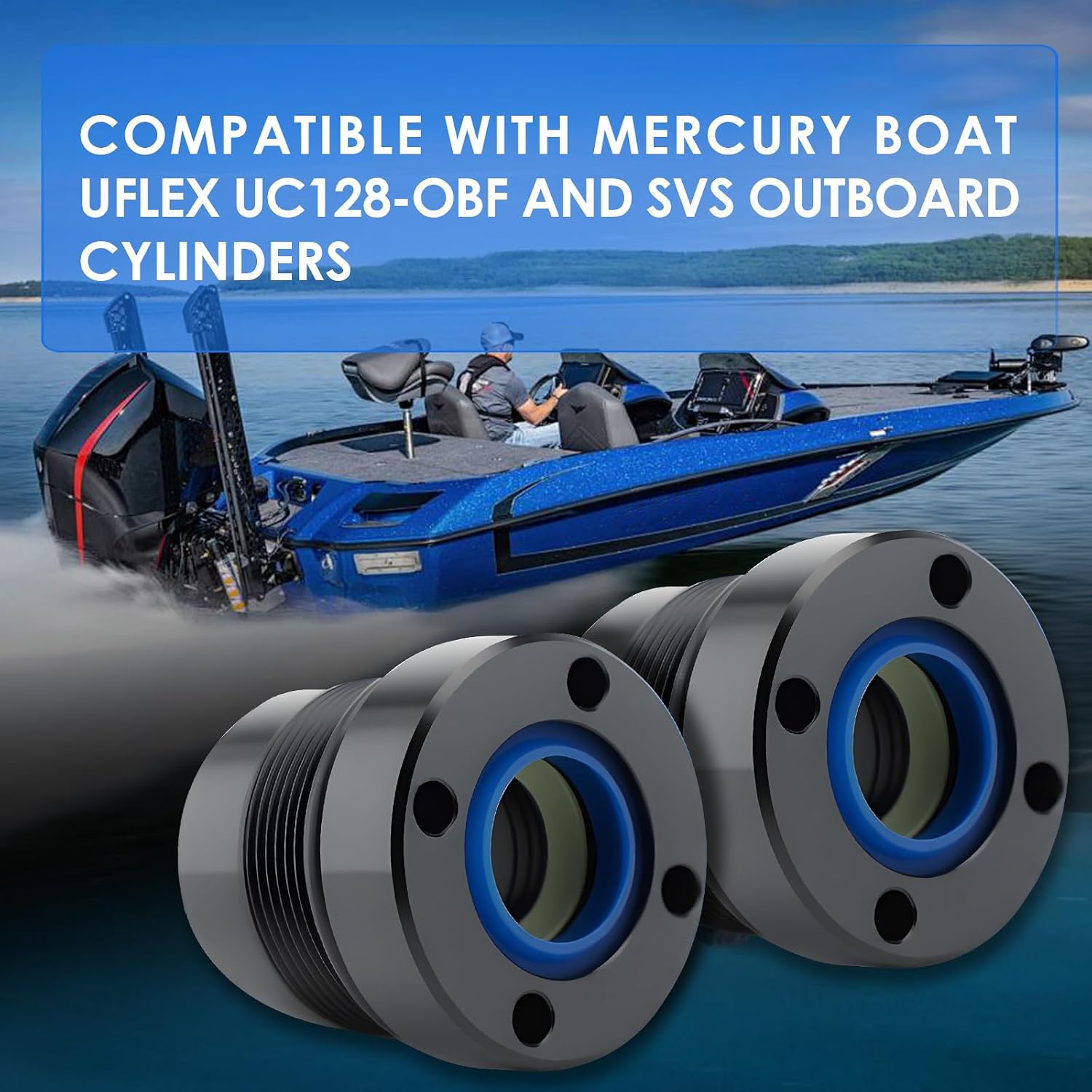 Steering Actuator End Cap Seal Kit for Mercury Outboard for Uflex UC128 UC128-OBF SVS Cylinders - Replaces 898349A15 898349A14 898349A11 FSM120 2pcs