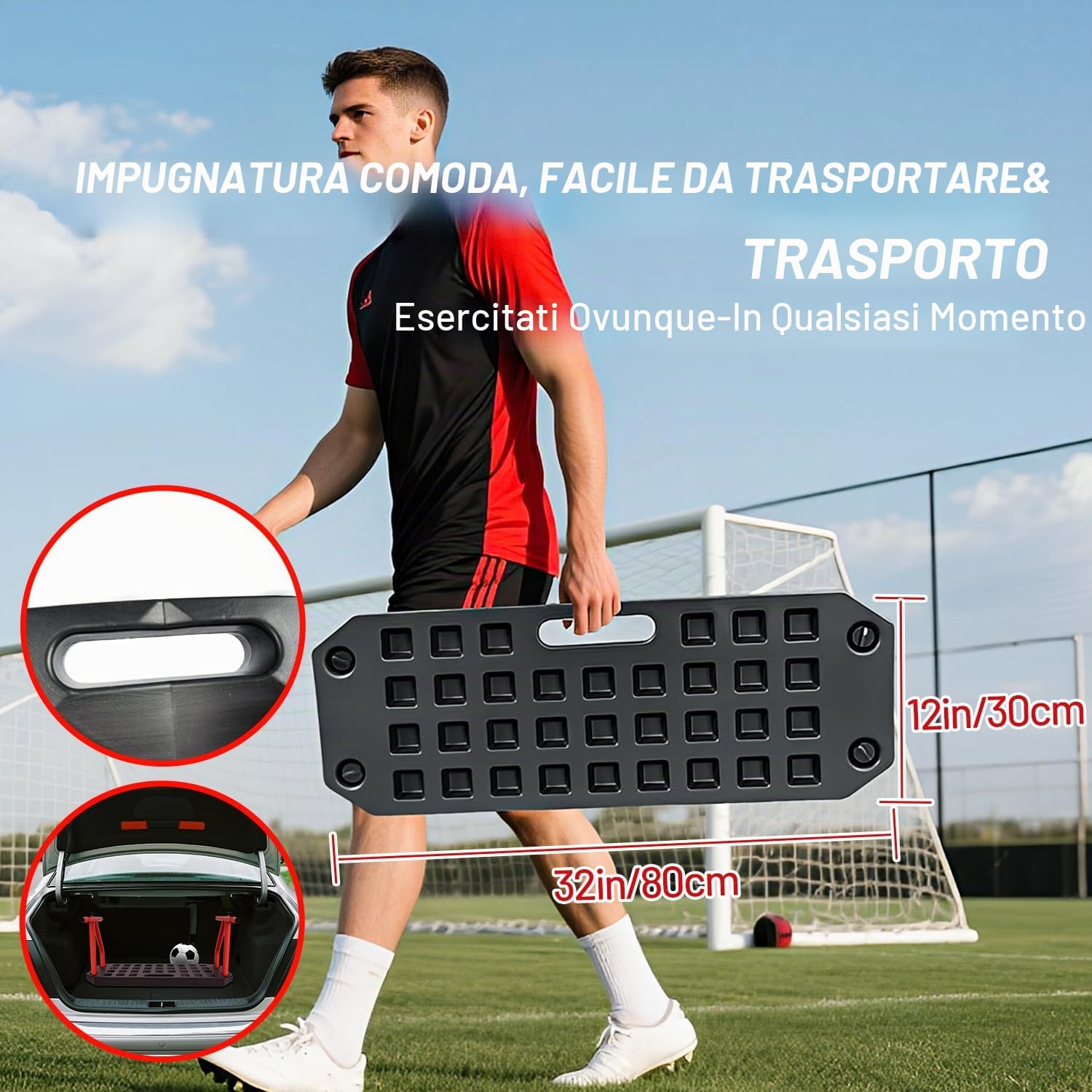 JASCOPRO Tavola di rimbalzo per calcio, tavola da rimbalzo per rimbalzo, portatile, per allenamento di passaggio, allenamento con la palla, esercizi di tiro (80 x 30 cm)