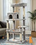 57 Inches Multi-Level Cat Tree Condo for Cats, Cat Tower with Sisal Scratching Post, Plush Perches, Hammock, Kitten Playhouse