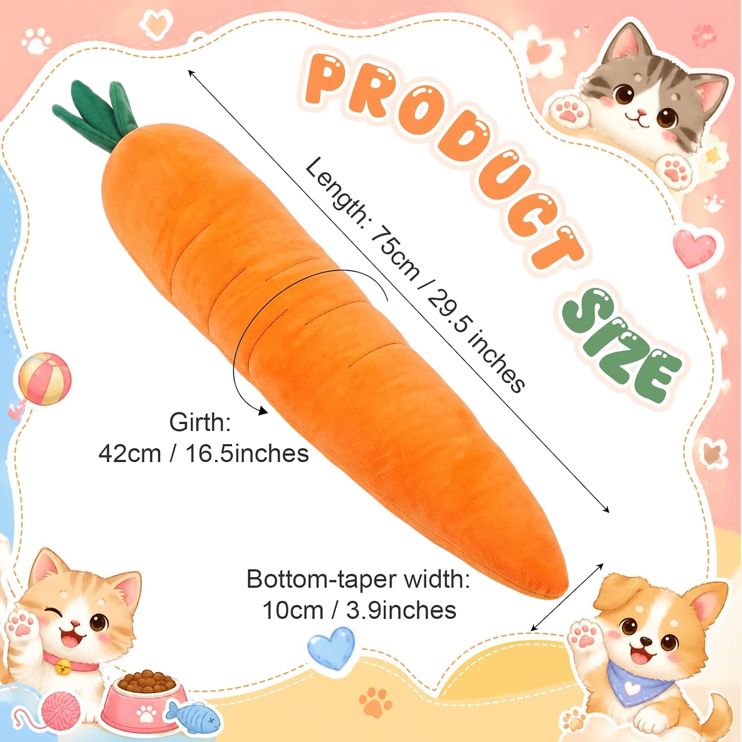 Thenshop 29.5inch Giant Carrot Dog Toy with Squeaker & Crinkle Paper – Extra Large Plush Chew Toy, Durable Stuffing Free, Anti Boredom Interactive Play for Medium & Small Dogs Indoor/Outdoor