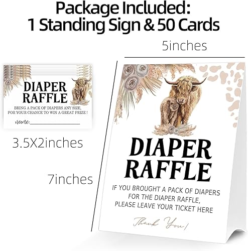 Miniatura 3 de Boletos para sorteo de pañales para juego de baby shower, 1 letrero de pie y 50 tarjetas de adivinanzas para decoración de fiesta de baby shower,
