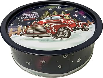 Holiday XL Round Cookie Tin with Tray Lid Delivery Truck Version - Item # 978717
