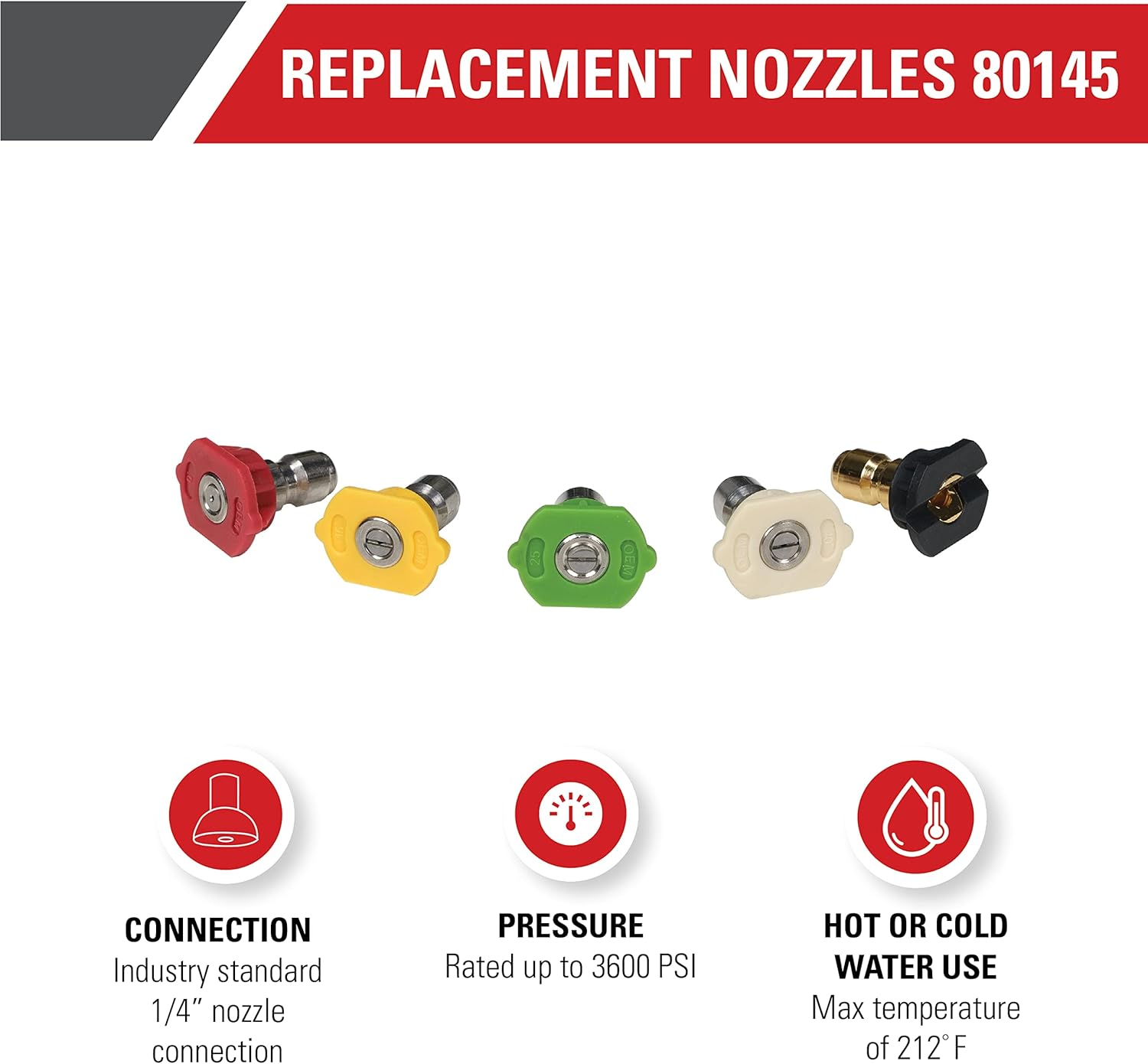 80149 Universal 16-Inch Pressure Washer Wand + 80145 3600 PSI Universal Pressure Washer Nozzles, 1/4-Inch Quick Connect