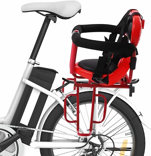 Miniatura 8 de Asiento trasero de bicicleta infantil para bicicleta de adulto con cojín de asiento, asiento universal de bicicleta para niños, asiento de seguridad