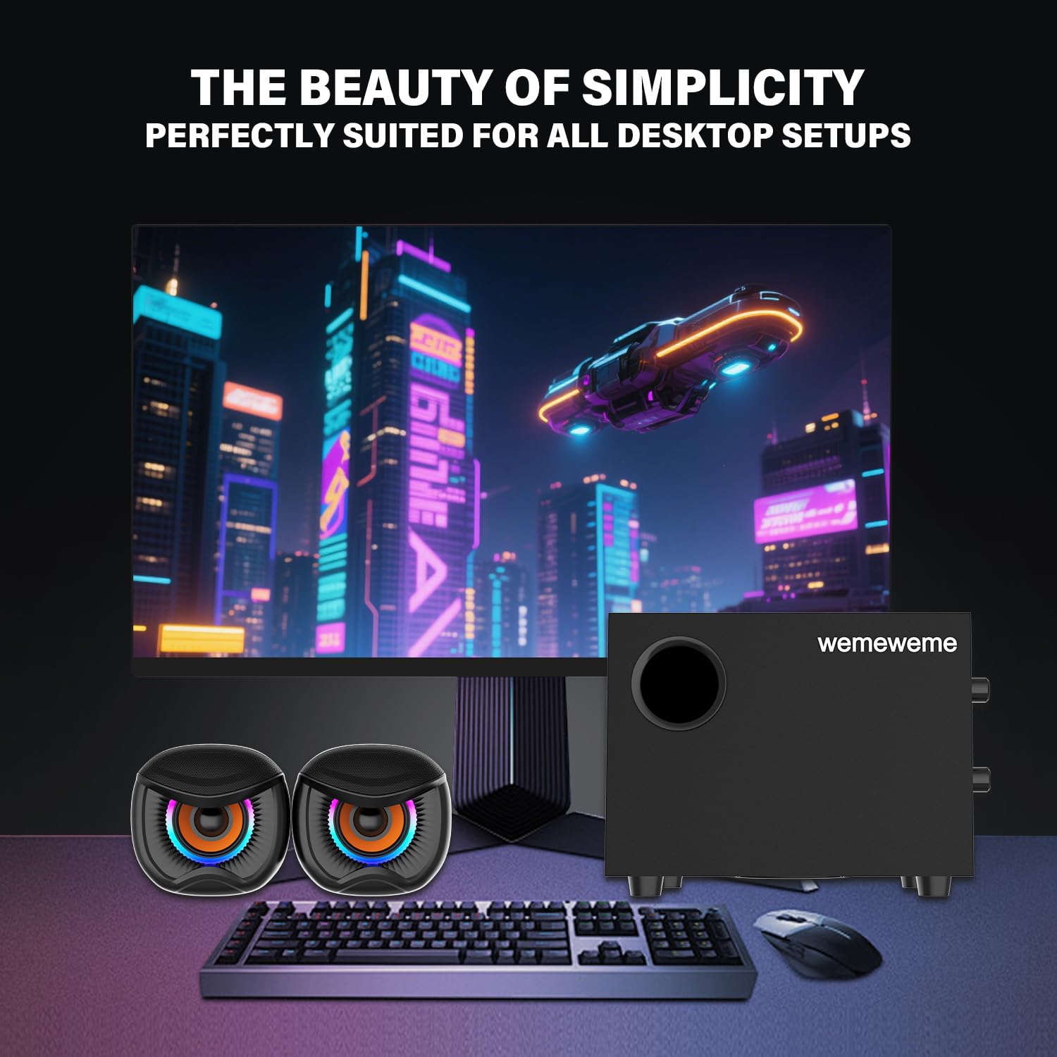 Altoparlanti per computer, altoparlanti per PC con subwoofer, altoparlanti da gioco 2.1 per PC desktop, alimentati tramite USB, AUX da 3,5 mm per monitor, laptop, scrivania