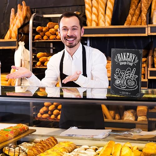 Miniatura 7 de Pinken - 4 letreros de pizarra de tiza en forma de L, de 6 x 8 pulgadas, para mesa de menú, para restaurante, pizarra y mesa