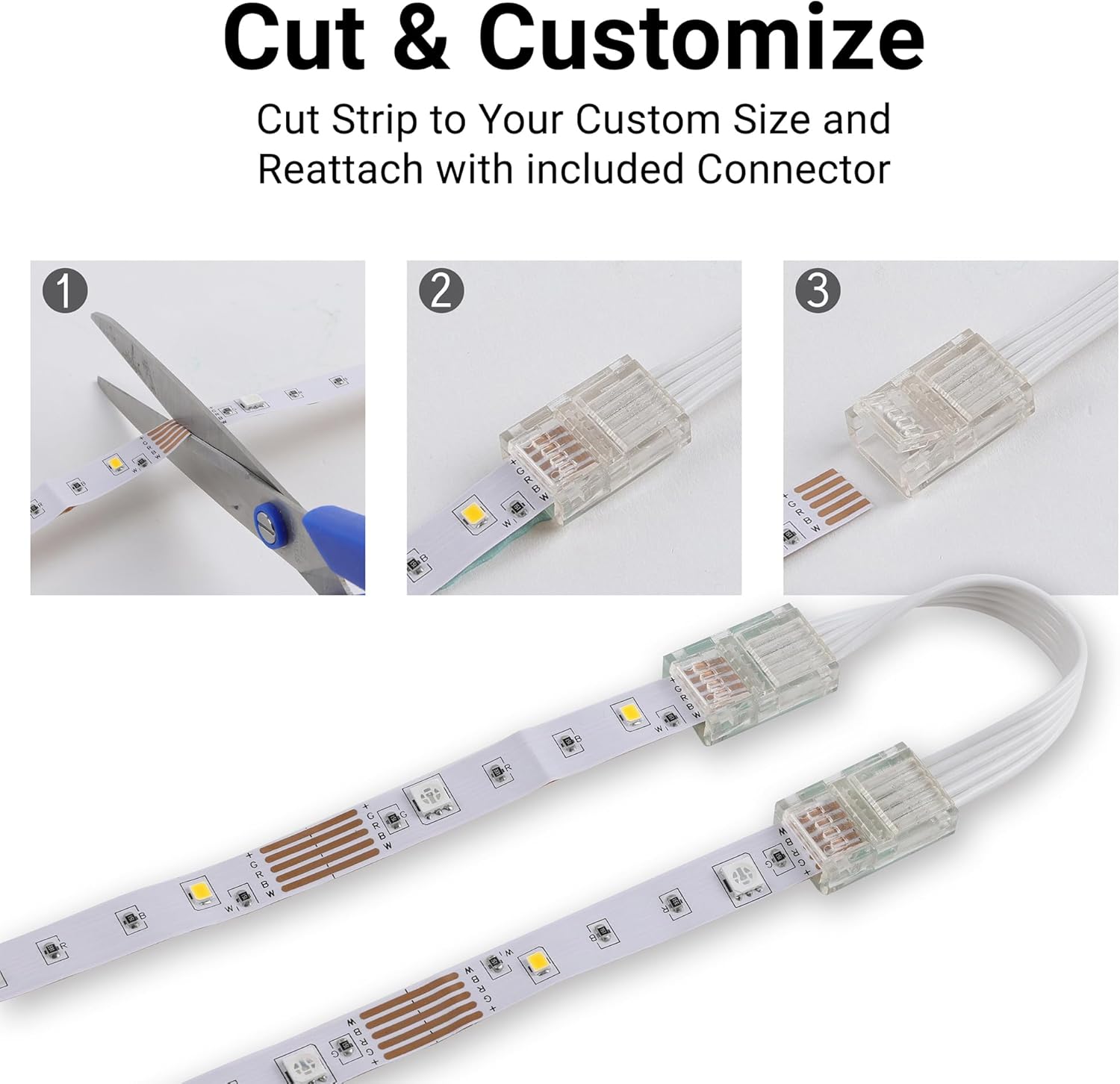 XTREME Multicolored LED Strip Lights with Remote, 50 Foot RGBW Lights Strip with Adhesive Backing, Cut & Reconnect, Dimmable, 15 Colors, 270 LED Lights, 4 Modes Including Strobe, Flash, Fade & Smooth