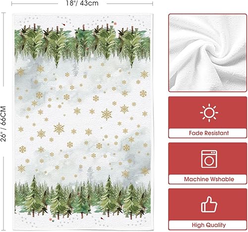 Miniatura 6 de Artoid Mode Juego de 3 toallas de cocina de invierno con diseño de copos de nieve, árbol de Navidad, 18 x 26 pulgadas, decoración de temporada de