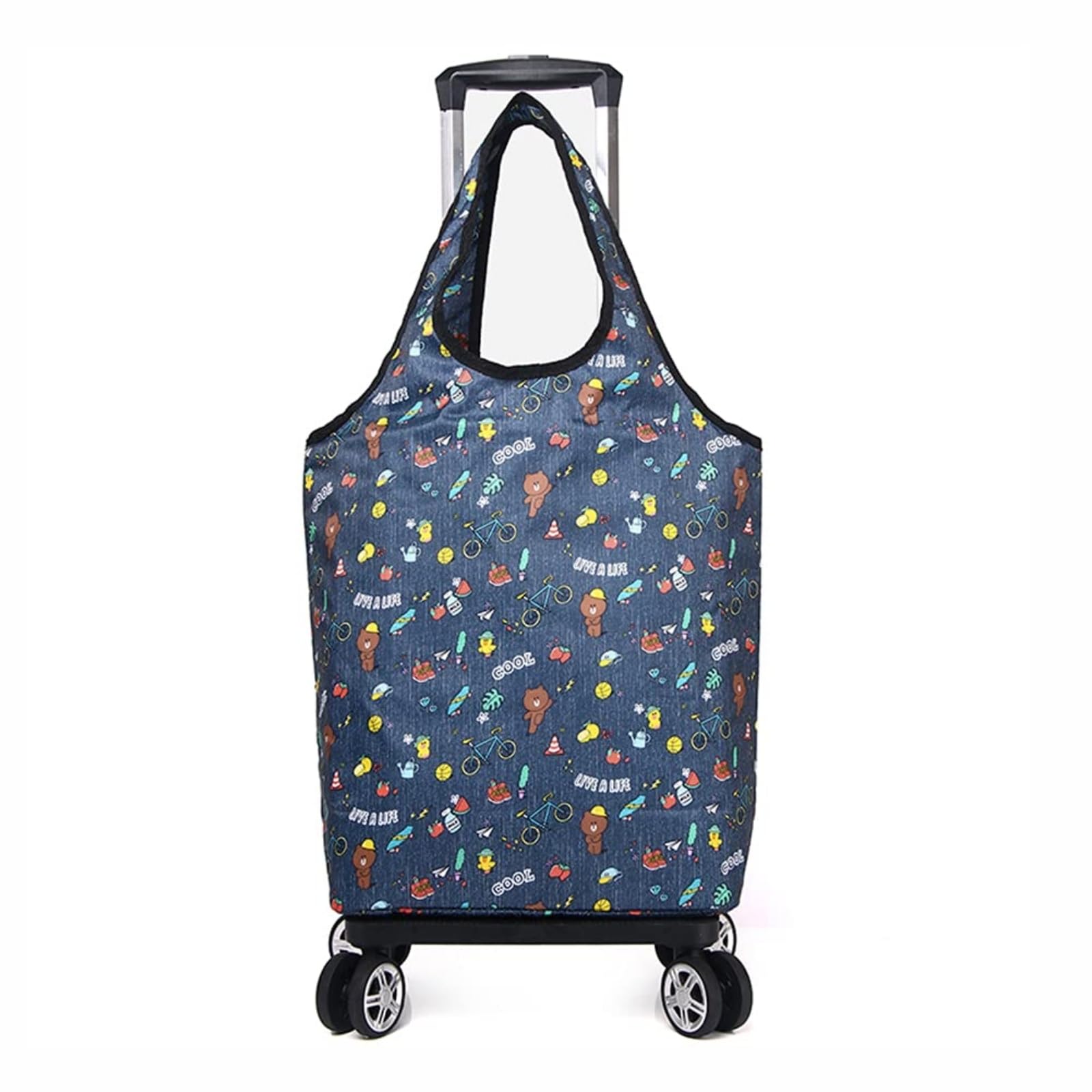 Borsa pieghevole per carrello della spesa, resistente in lega di alluminio a 4 ruote, borsa portatile 2 in 1 per supermercati, viaggi, picnic, design staccabile