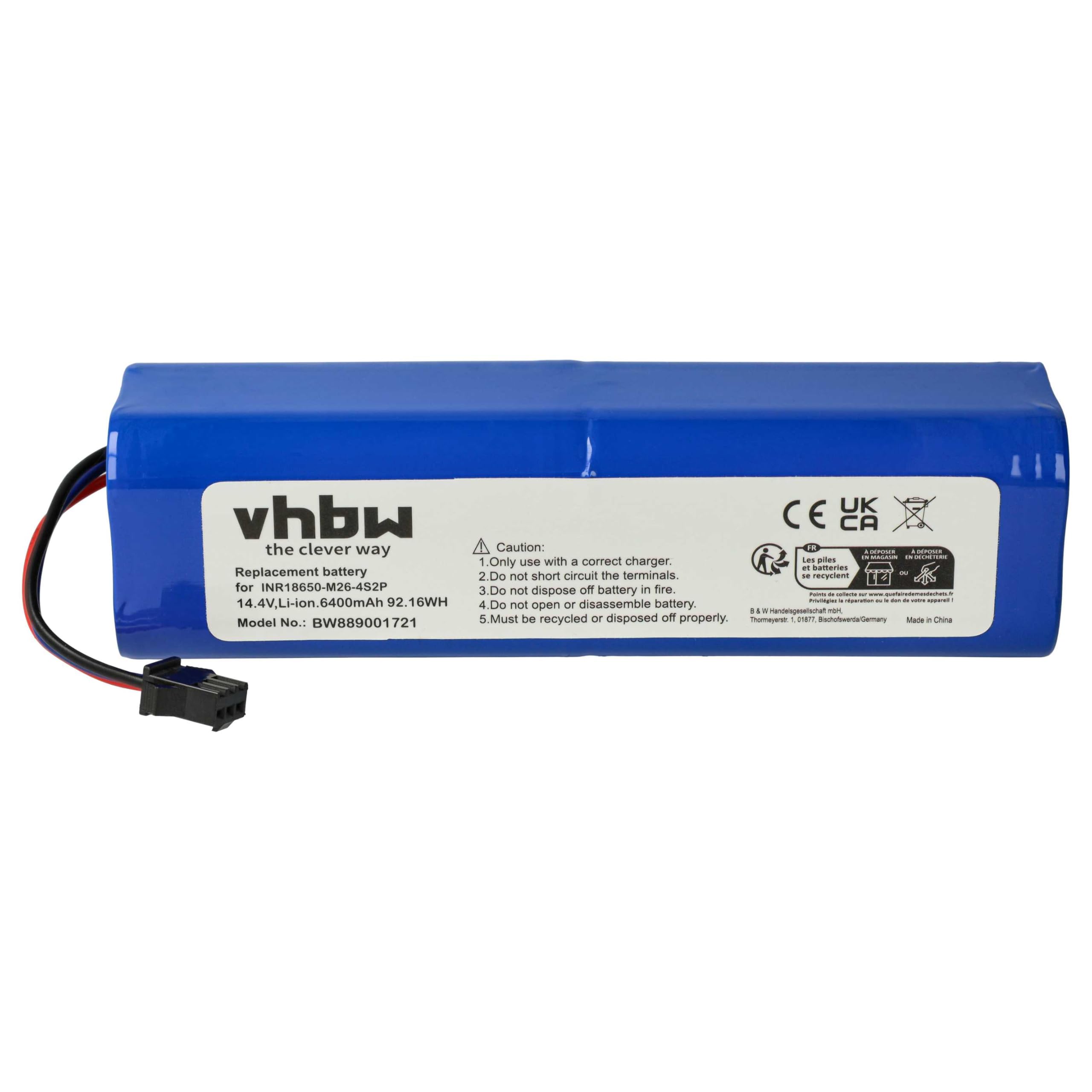 vhbw batteria compatibile con Xiaomi Lenovo T1 Pro, LR1 home cleaner (6400mAh, 14,4V, Li-Ion)