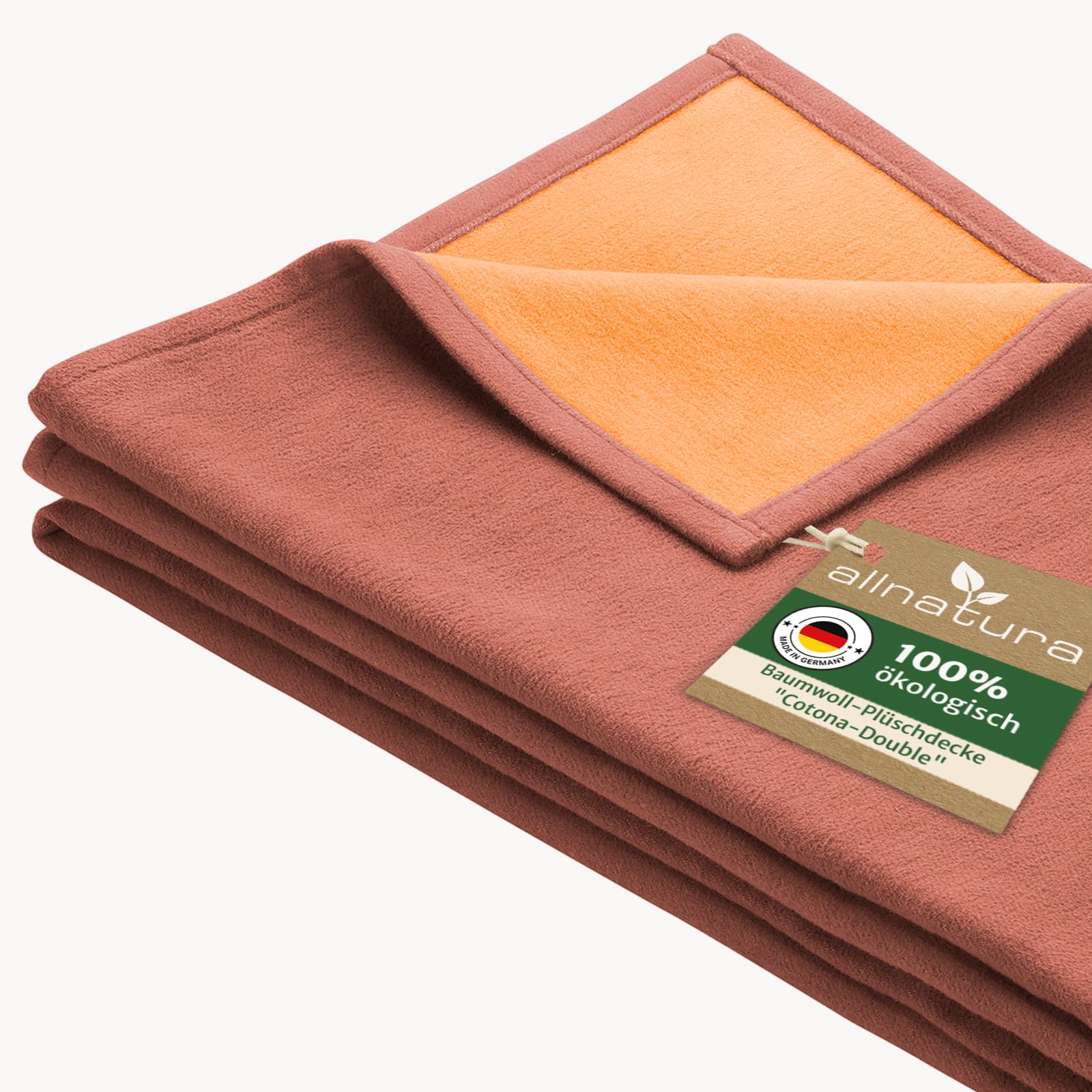 Allnatura Natural Colours Fluffy Summer Cotton Plush Blanket, Cotona-Double, 140 X 200 Cm, In Red, Made In Germany, Large Gots-Certified Sofa Blanket, 100% Organic Cotton, Machine Washable Blanket, Couch Blanket
