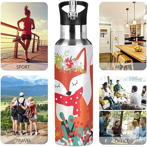 Vista 162 de Botella de agua amarilla para niños y niños, con aislamiento de acero inoxidable, para agua fría y caliente, con tapa con pajilla, para deportes