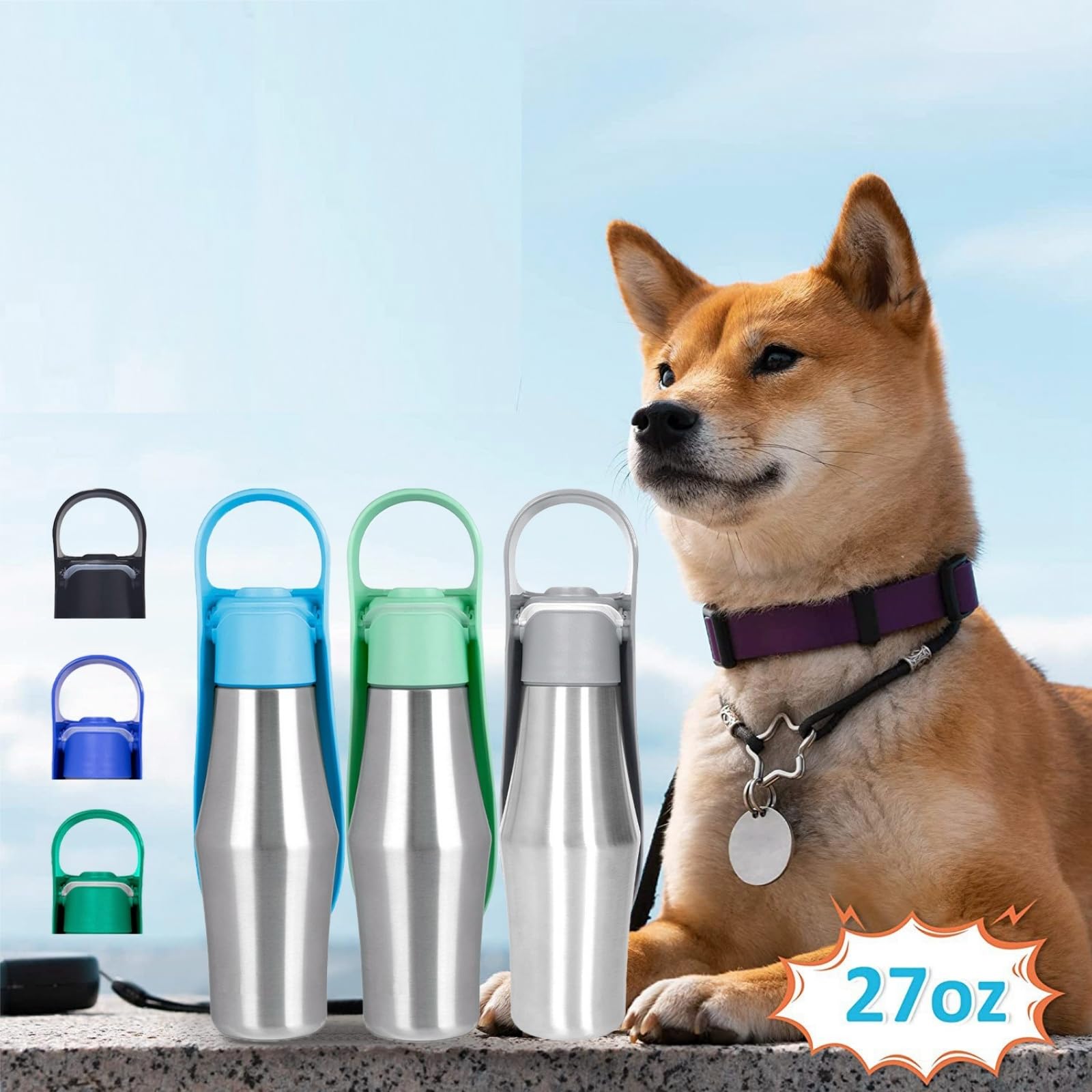 Borraccia per cani da passeggio per, borraccia termica per, borraccia per in acciaio inox 304 per portatile e gatti