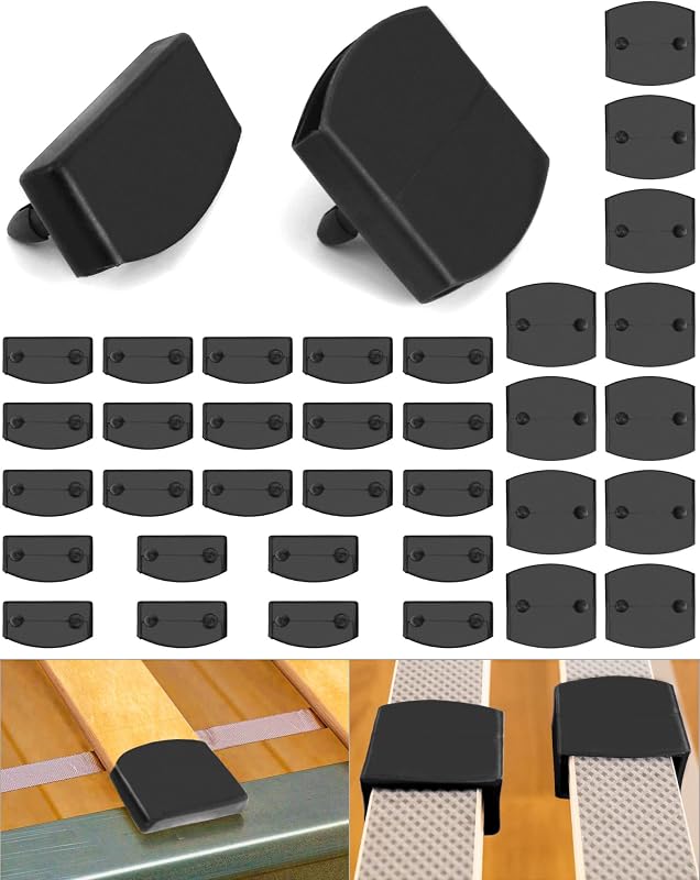 QWORK Ágyrács Végzáró Kupak Szett 36 db - Fekete Műanyag Ágyléc Tartó 55x9 mm - 24 Oldalsó és 12 Középső Alkatrész Ágykeret Javításhoz