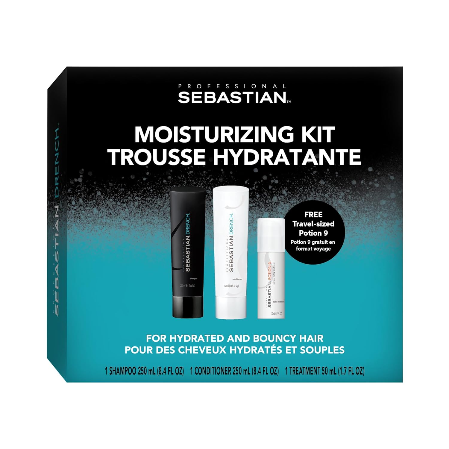 Sebastian Professional Shampoo, Conditioner 8.4 fl oz & Trial Size Potion 9 Leave-in Styling Treatment, 1.7 fl oz
