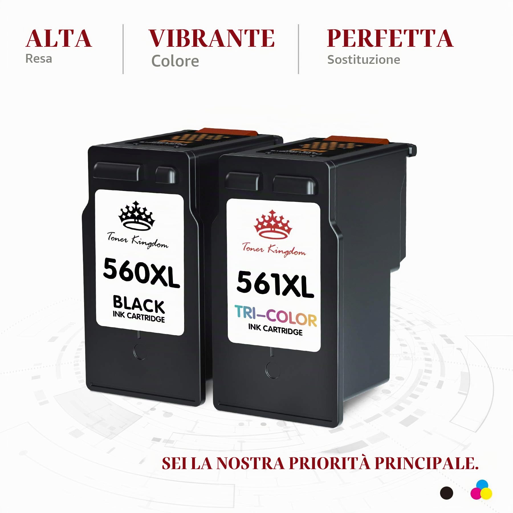 Toner Kingdom 560XL 561XL Cartucce Sostituzione per Canon 560 561, 2-Pack