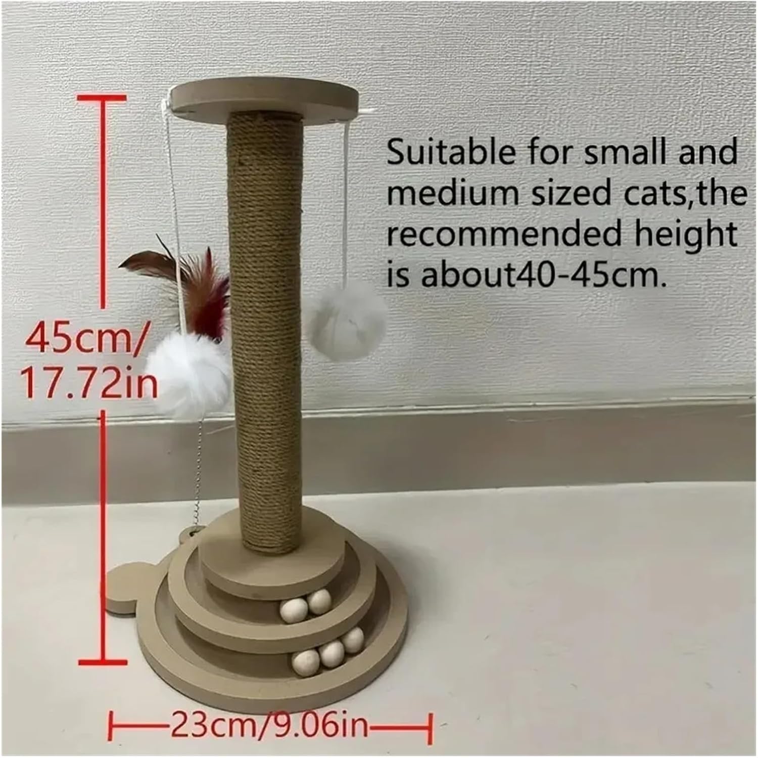 Cat Scratching, Cat Toy Turntable Funny Stick Balls Durable Sisal Scratching Board Cat Grab Column Pet Supply
