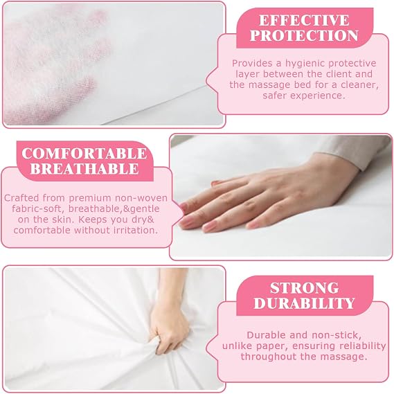 20PCS Disposable Bed Sheets, Massage Spa Sheets, Soft Non-Woven Fabric Massage Table Bed Sheet Protective Duvets for Beauty Salon, Spa, Massage, Hotels, Beautician, 180 x 80 cm (White-20PCS)