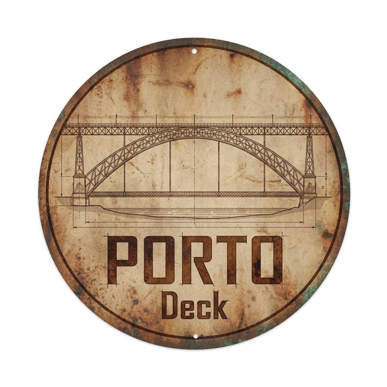Vintage Travel Oporto Portugal Hull Metal Tin Sign
