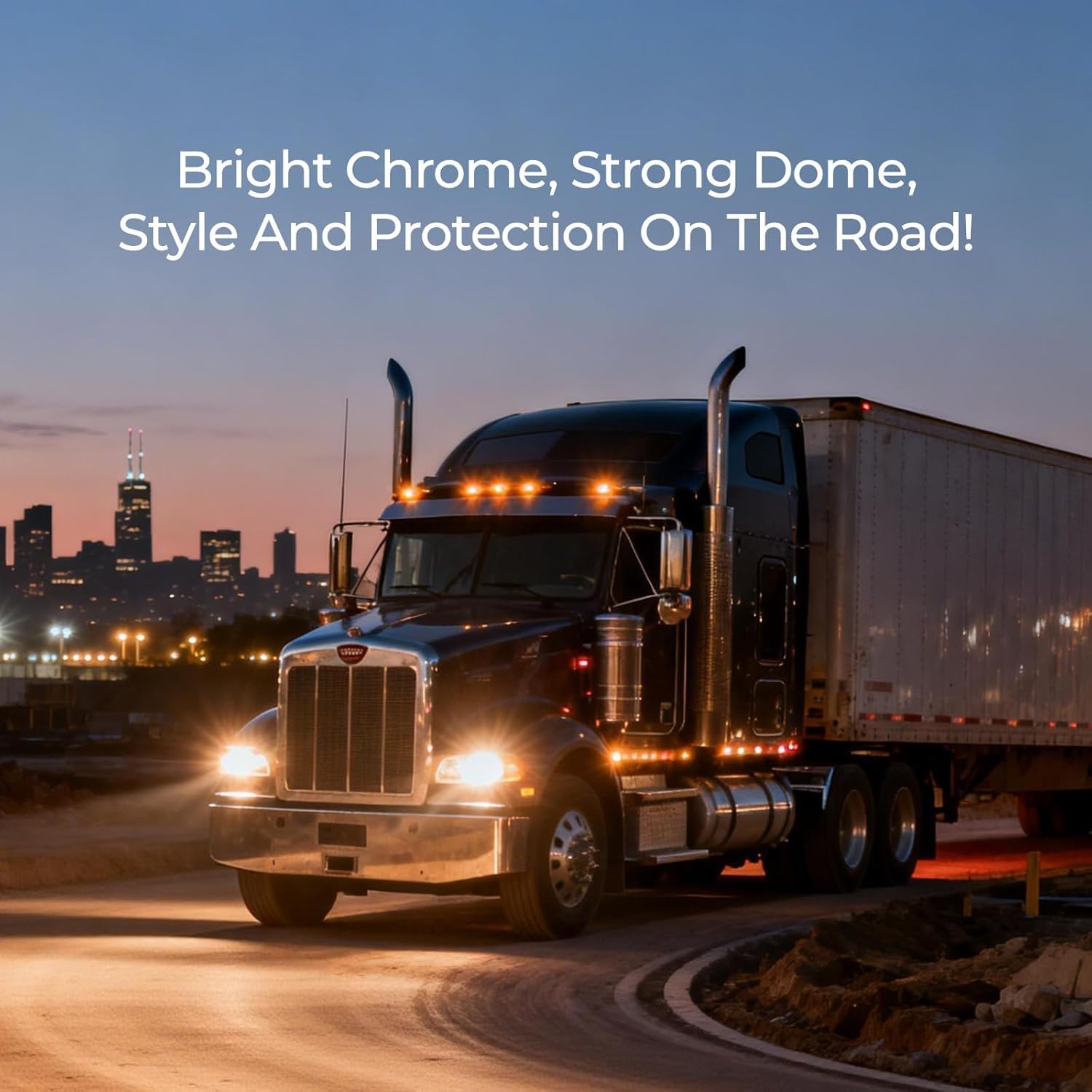 4 Pack Chrome Truck Hub Caps 8 Inch Baby Moon Style Rear Axle Covers Compatible with Peterbilt Freightliner Semi Trucks