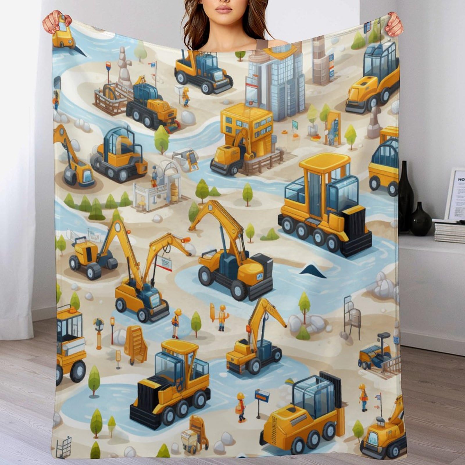 Couverture de lit chantier de construction contre les frissons du soir plaid doux 100x130