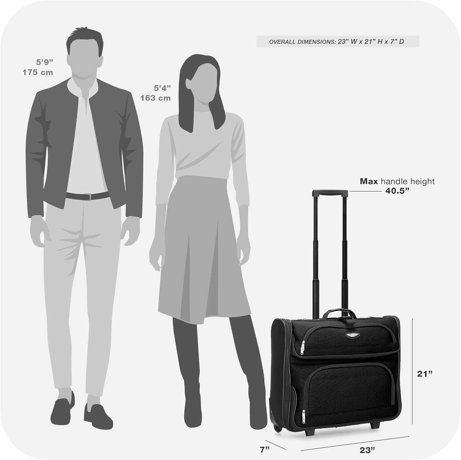 Travel Select Amsterdam Business Rolling Garment Bag, Softside Expandable Rolling 2-Wheeled Suit Carrier, Black, One Size - Image 8