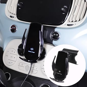 HAPPYHORSE Car Phone Mount Compatible with Fiat 500 2016-2023,Car Center Console Mobile Phone Bracket Phone Holder Phone Mount Mount with Self-Adhesive Base Accessories Style D